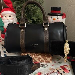 Inspired Black and Brown Crossbody Bag